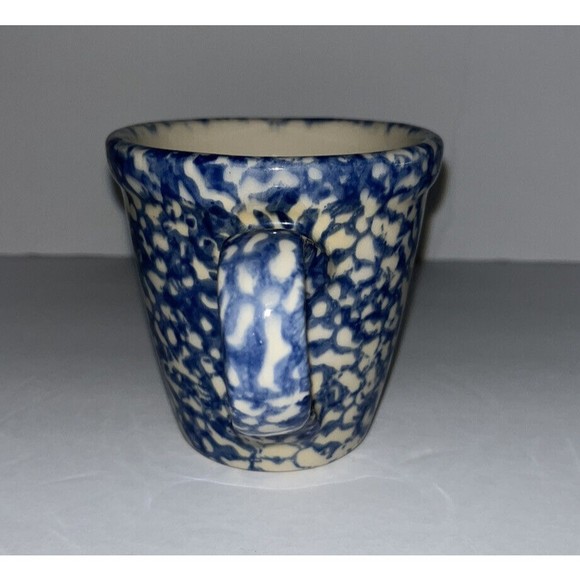 Workshops  G Renn Blue and  White Spongeware‎ Stoneware Mug - Picture 2 of 5